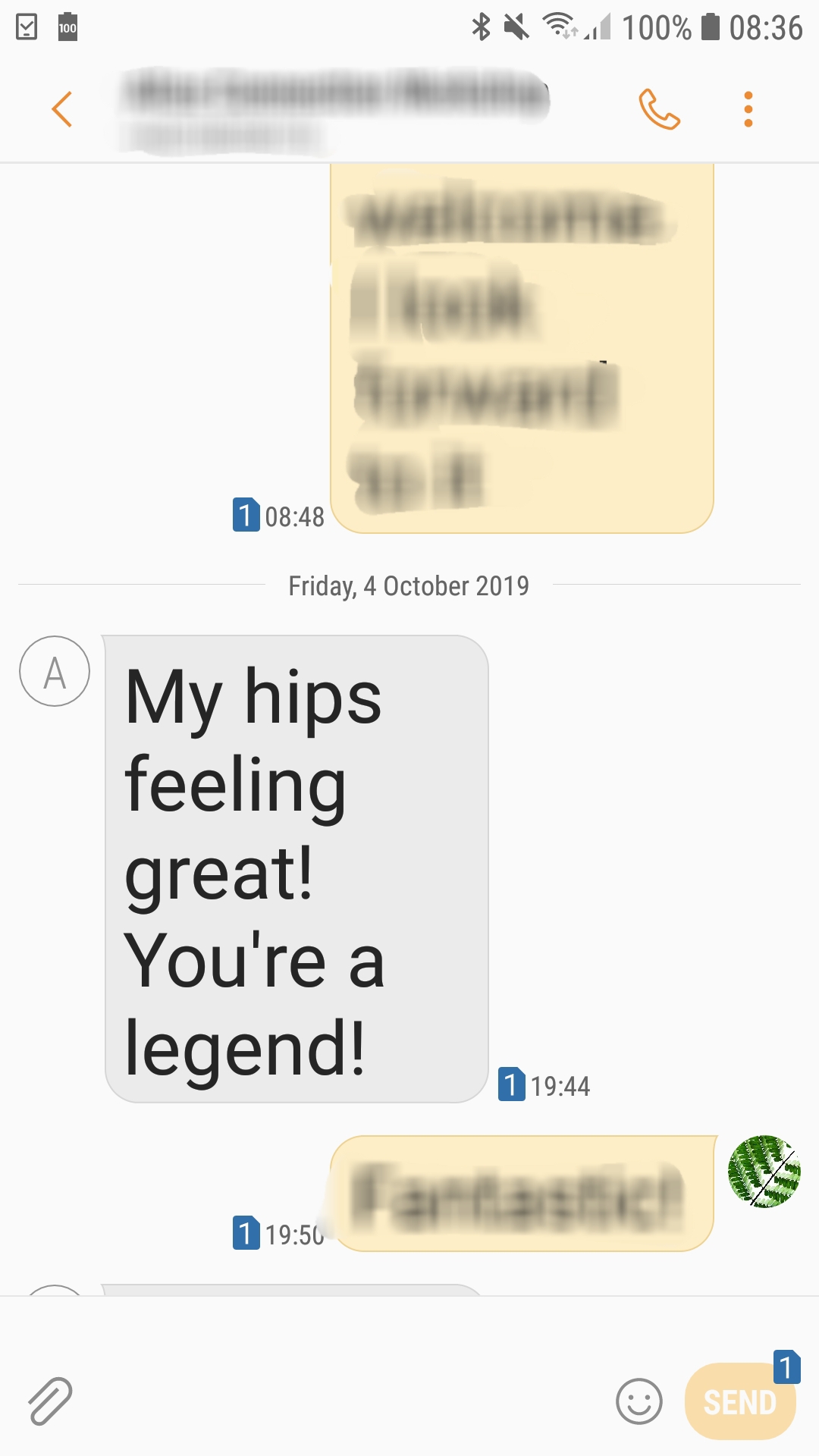 testimonial from my session on hip pain